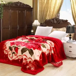 Warm Soft Single Bed Korean Raschel Blankets(Red Berry)