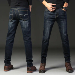 Plus Size Slim Straight Long Pant Casual Men Jeans-pantalon cargo(Black)