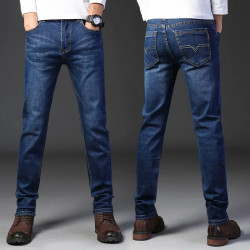 Plus Size Slim Straight Long Pant Casual Men Jeans-pantalon cargo(Light Blue)