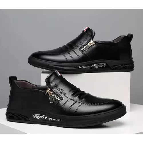 AND 1 Leather Casual Shoes(Black)