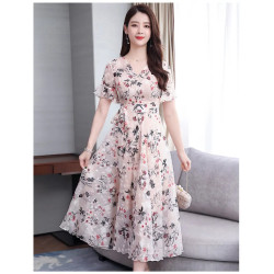 Chiffon Floral Dress(Pink)