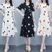 Slim A-line Casual Dress(Black with White dots)