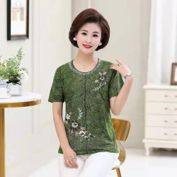 Floral Printed  Short Sleeve T-shirt(Green)