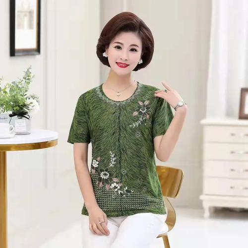 Floral Printed  Short Sleeve T-shirt(Green)